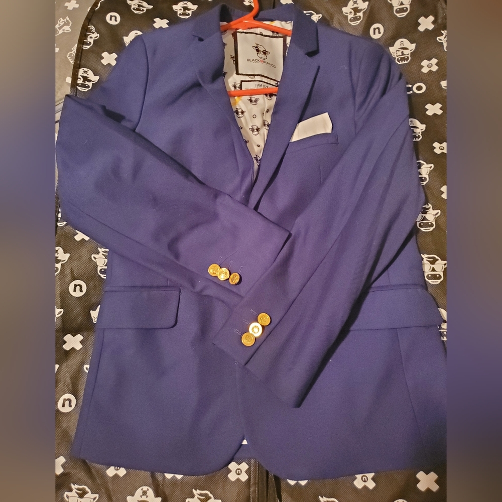 Black and Bianco Royal Blue Suit Coat